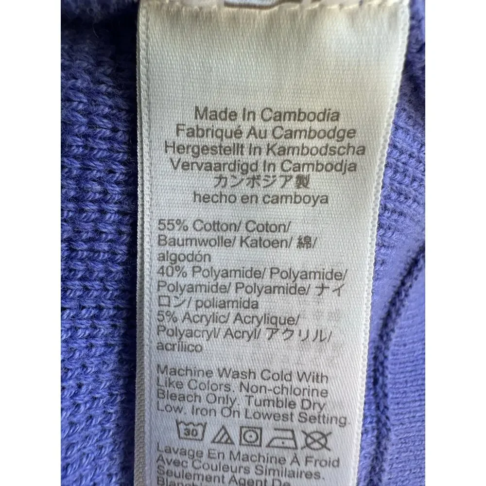 J.Crew Textured Knit Sweater Blue Scalloped Collar Pullover Size Small